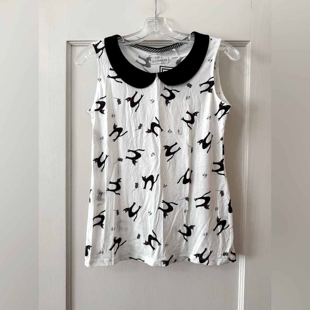 Uniqlo x Lulu Guinness | Black Cat Peter Pan Collar Tank S